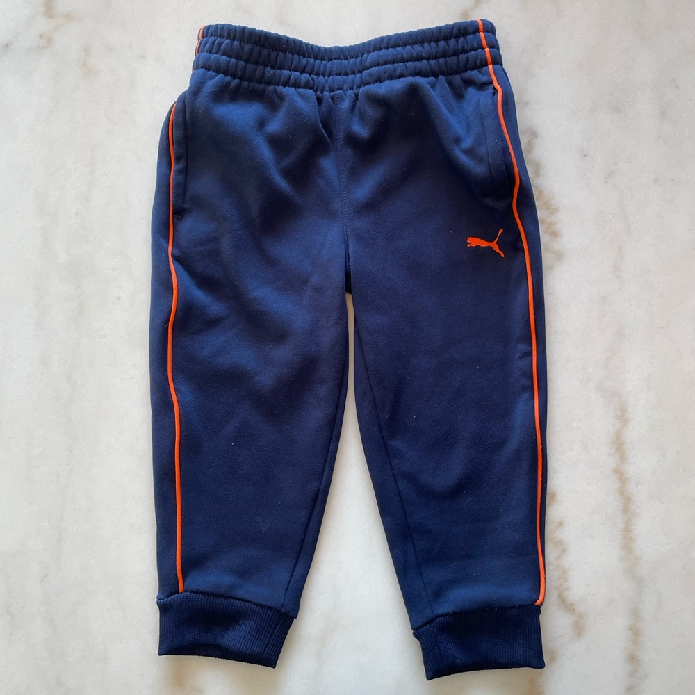 4/$15🌸 Puma Kids Navy Joggers with Orange Accents